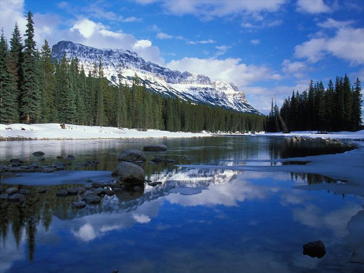 National Parks Wallpapers - Bow River and Castle Mountain, Alberta, Canada.jpg
