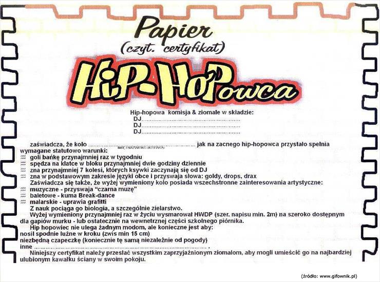 Dyplomy śmieszne - Papier hiphopowca.jpg